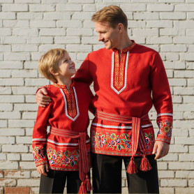 Рубаха Россея, красный габардин- фото 1